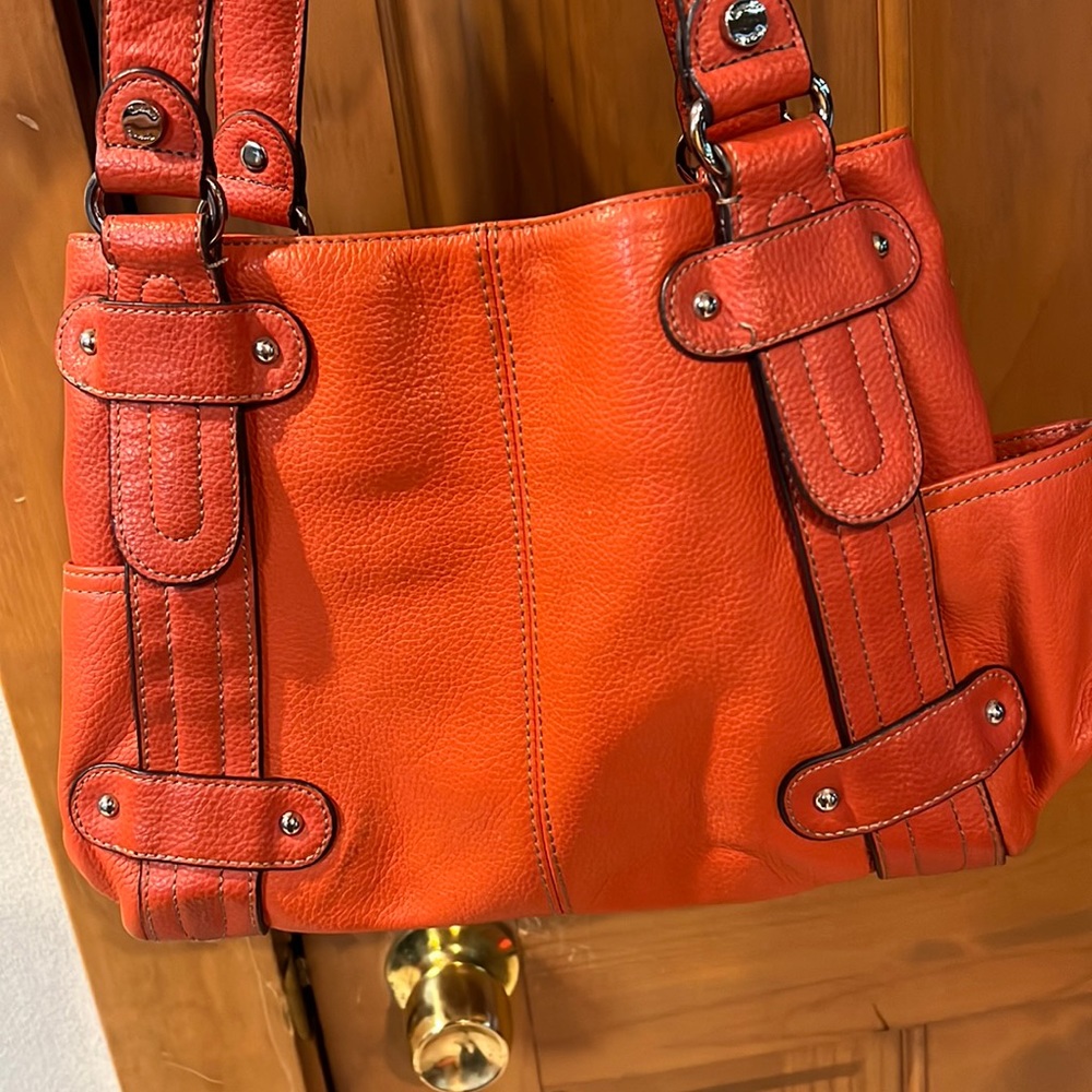 Genuine Tignanello coral shoulder satchel handbag. Good condition. Gently used.